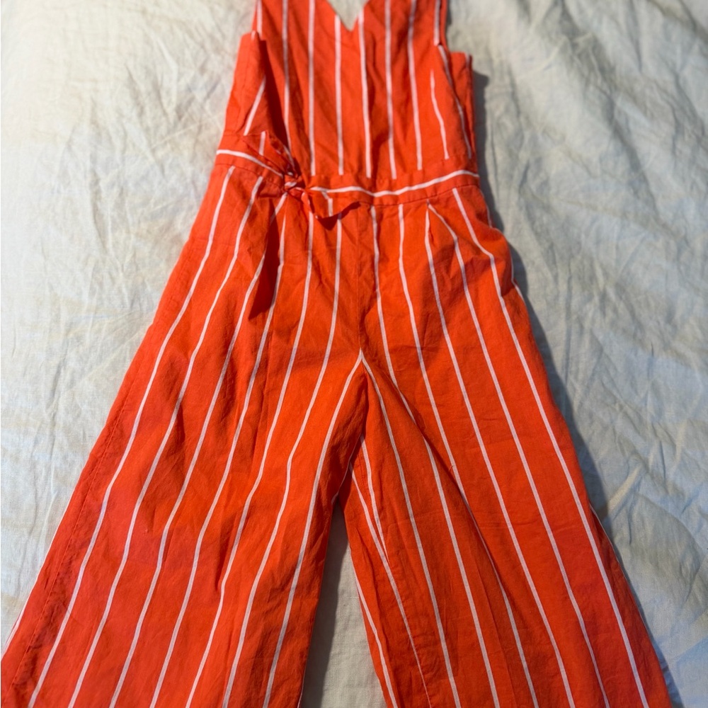 Striped Coral Jumpsuit